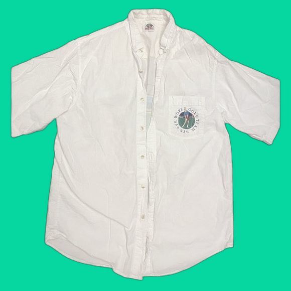 VINTAGE 90s 1994 BYE BYE Caribe LTD World Golf Team Button Up Short Sleeve - Picture 1 of 5